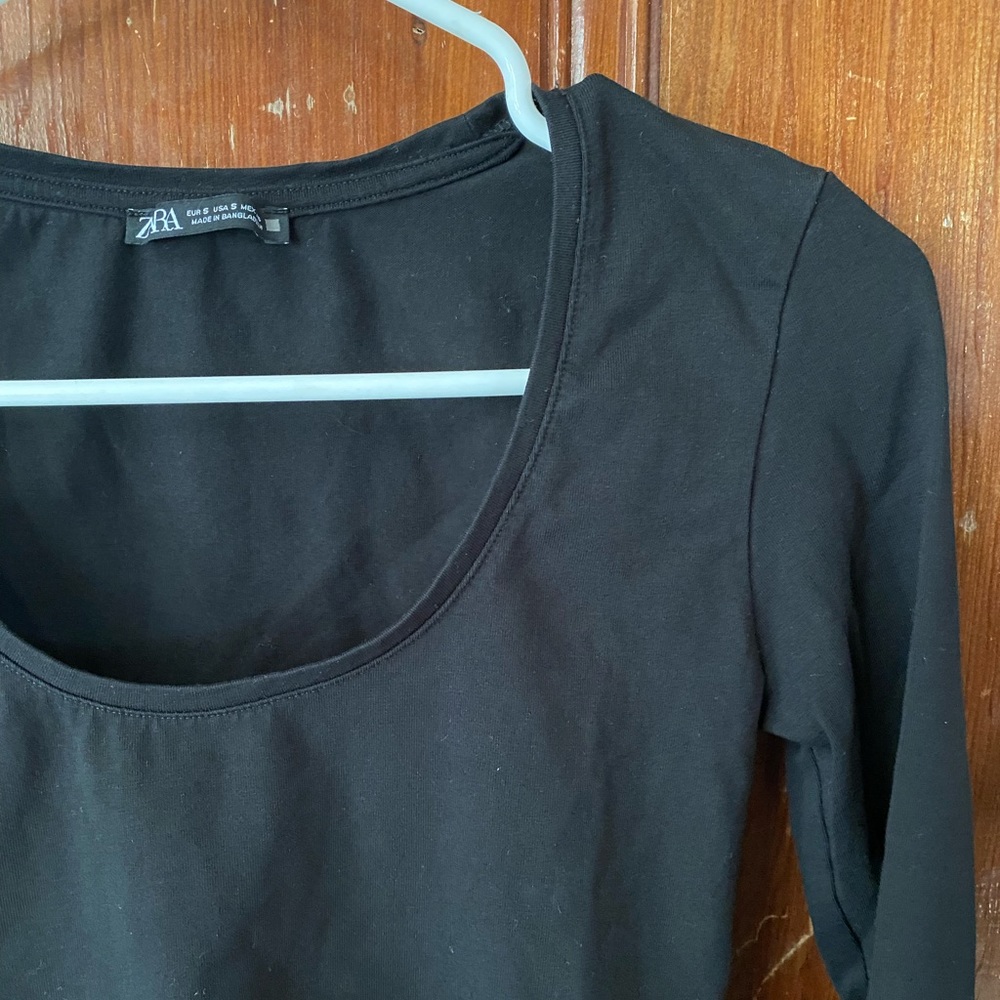 Zara Womens Long Sleeve Shirt Small Black